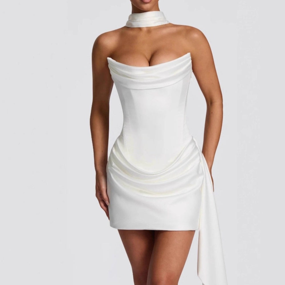 ivory elegant mini dress