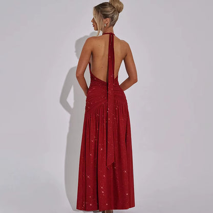 Backless elegant red dress for gala night