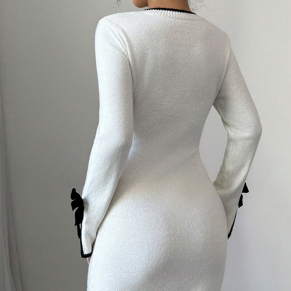 Elena Bow Bodycon Mini Dress – Elegant Sleeveless Knit Summer Dress | ODI-ONE FASHION
