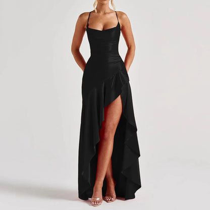 Glam Flow Dress – Backless Elegance
