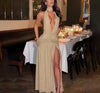 Model wearing dress at elegant event
