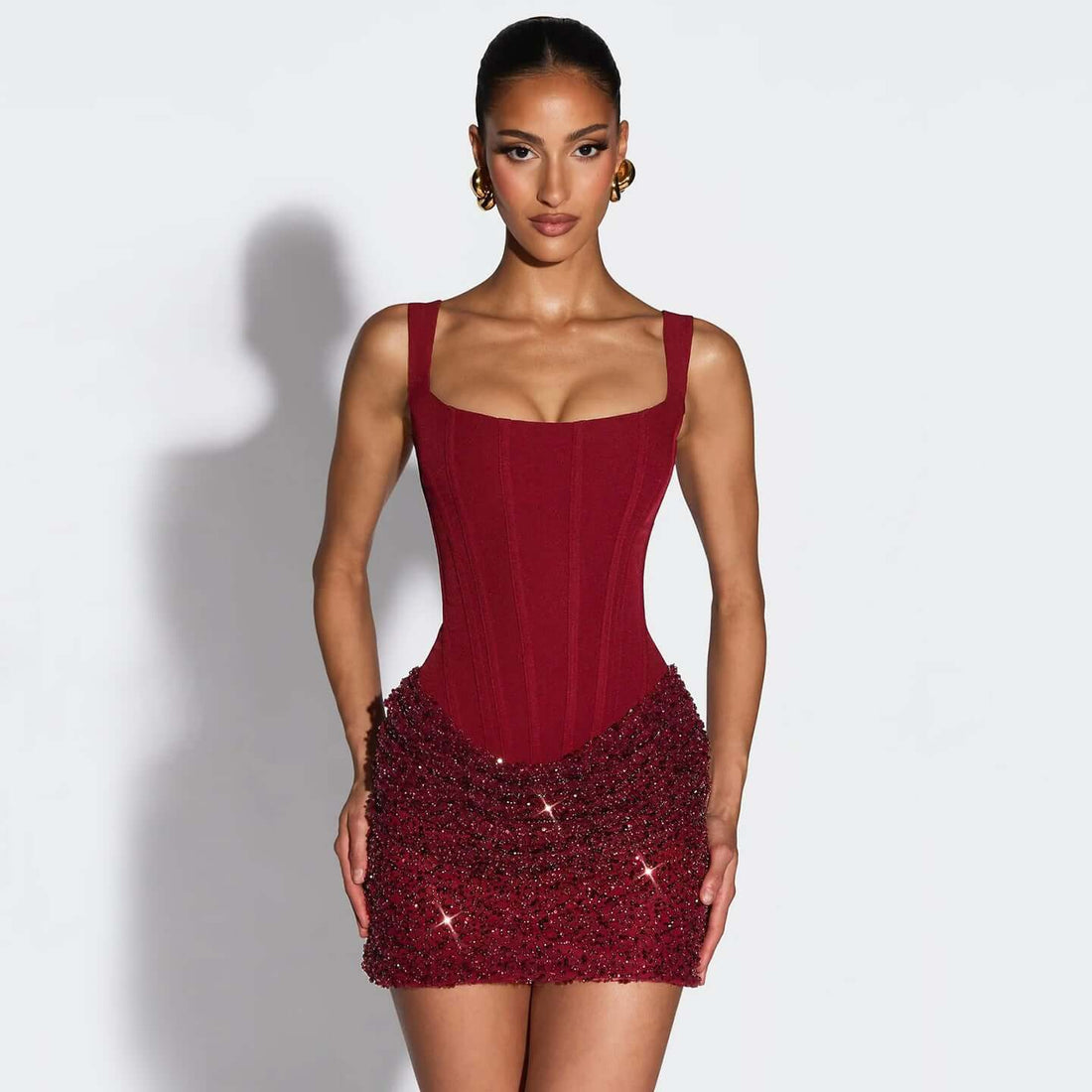 Noelle Mini Dress Burgundy