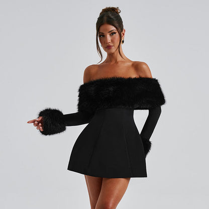 Aria Bow Mini Dress – Backless Long Sleeve A-Line Party Dress

