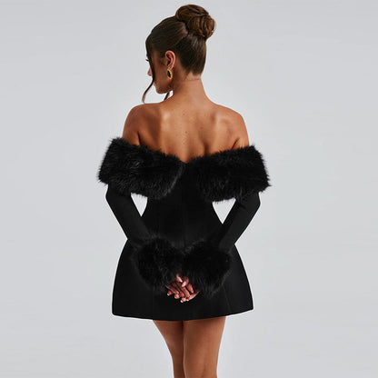 Aria Bow Mini Dress – Backless Long Sleeve A-Line Party Dress

