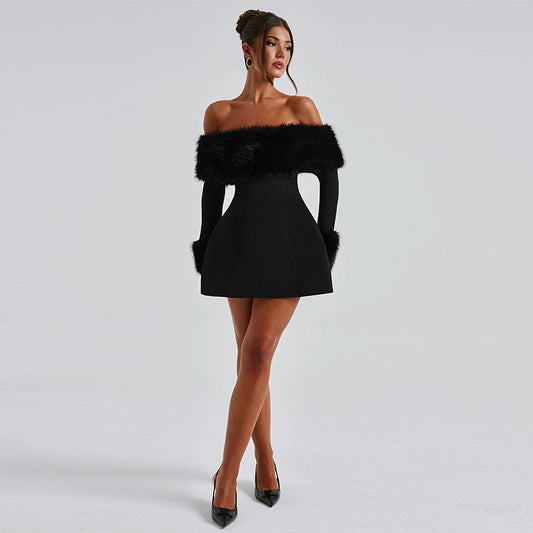 Aria Bow Mini Dress – Backless Long Sleeve A-Line Party Dress

