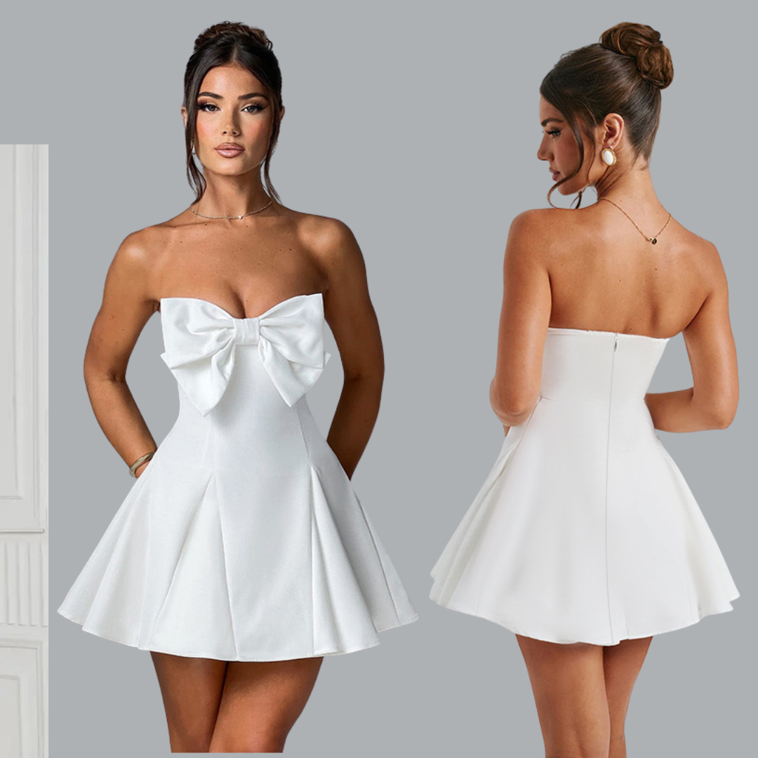 Amara Front Bow Fit and Flare Dress – elegant women’s cocktail party dress
Fit and flare dress with bow detail – ODI-ONE FASHION
Chic women’s party dress in elegant fit &amp; flare style
