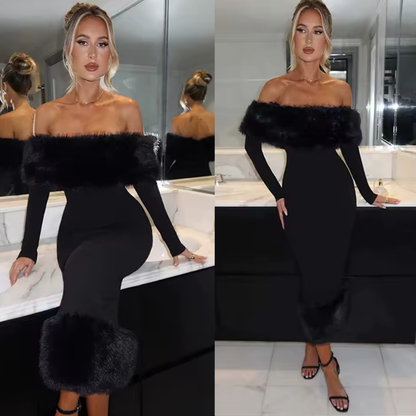 Amara Black Midi Dress – Elegant Women’s Cocktail & Party Dress
