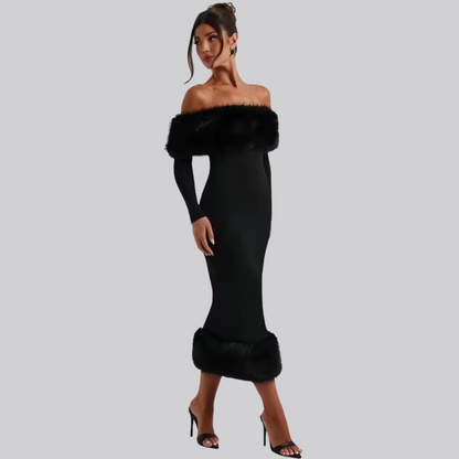 Amara Black Midi Dress – Elegant Women’s Cocktail & Party Dress
