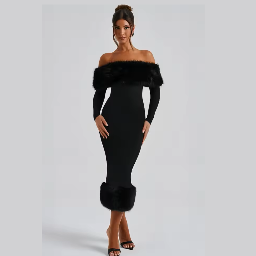 Amara Black Midi Dress – Elegant Women’s Cocktail &amp; Party Dress
