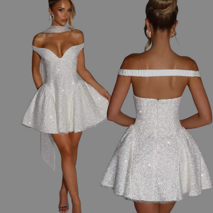 Aurora Ivory Mini Dress – Elegant White Party & Cocktail Dress
