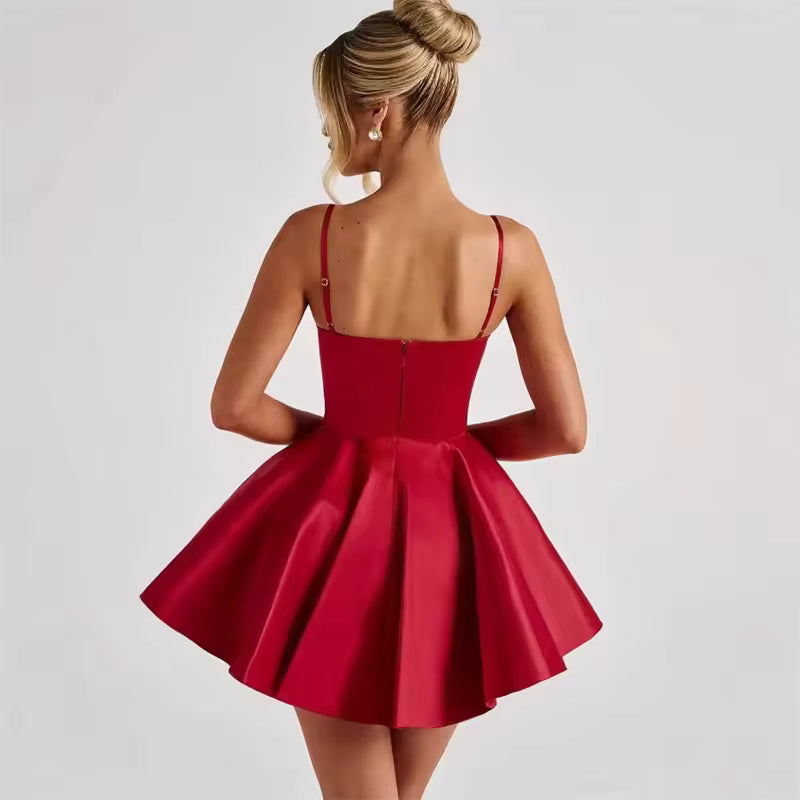 Scarlett Red Mini Dress – Spaghetti Strap Party Outfit
Sexy Slim A-Line Red Mini Dress for Women
Elegant Red Cocktail Dress – Front View
