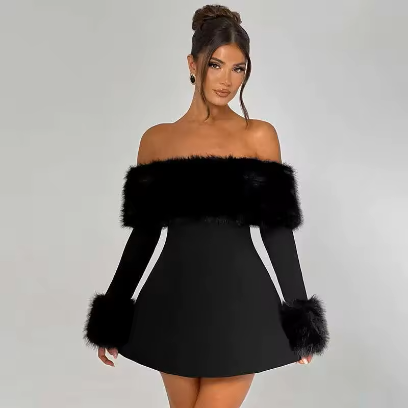 Aria Bow Mini Dress – Backless Long Sleeve A-Line Party Dress
