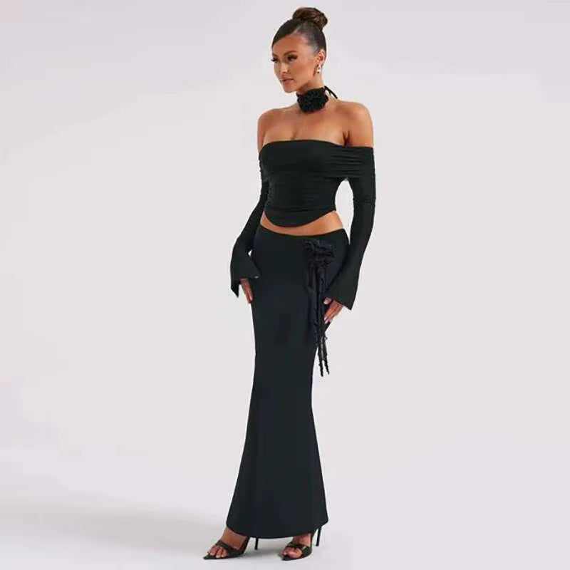 Glamour Mesh Two-Piece Set – Sexy Crop Top &amp; Bodycon Skirt Party Outfit by ODI-ONE FASHION
