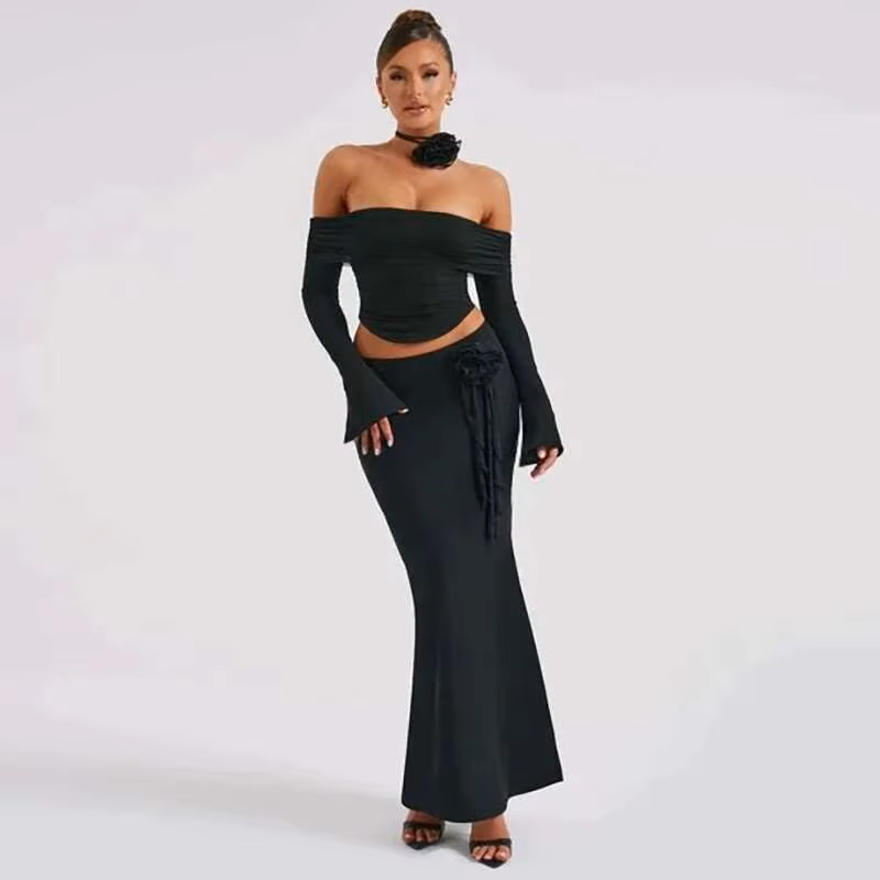 Glamour Mesh Two-Piece Set – Sexy Crop Top &amp; Bodycon Skirt Party Outfit by ODI-ONE FASHION

