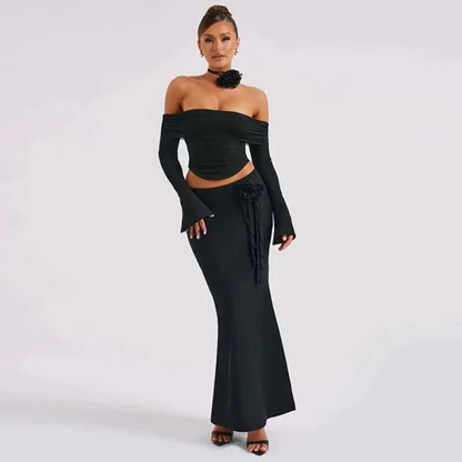 Glamour Mesh Two-Piece Set – Sexy Crop Top & Bodycon Skirt Party Outfit by ODI-ONE FASHION
