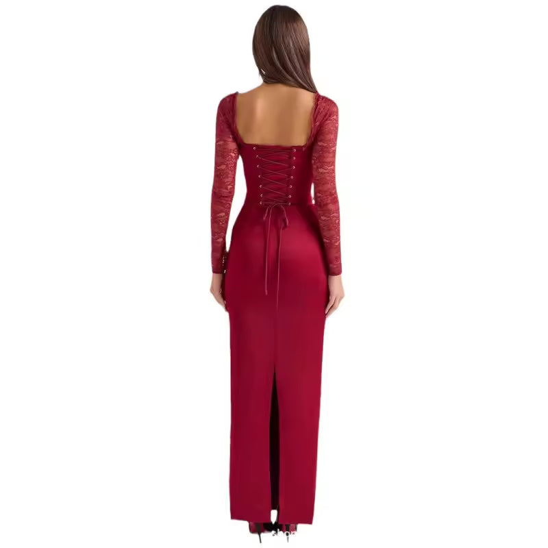 Isabella White Satin Corset Maxi Dress – Elegant women's evening and bridal gown
