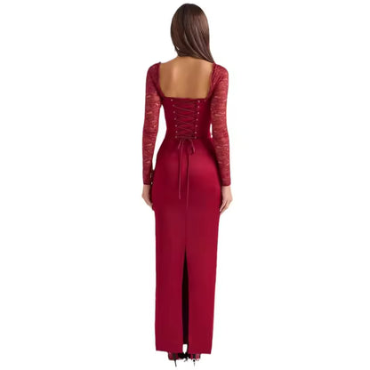 Isabella White Satin Corset Maxi Dress – Elegant women's evening and bridal gown
