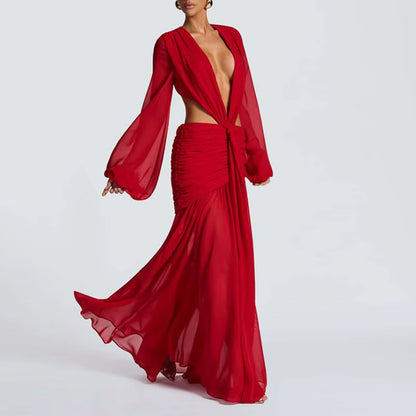 Valentina Satin Maxi Dress – Red Wine