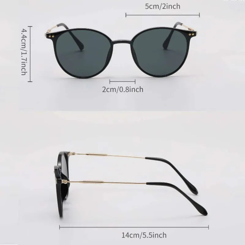 Vintage Cat-Eye Sunglasses Set – 2 Pairs of Small Round Retro Shades for Men & Women