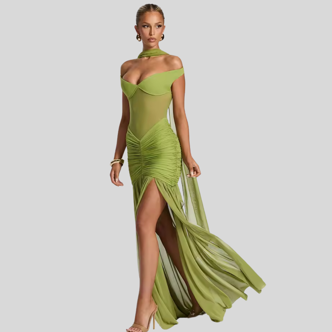 Selene Maxi Dress in Olive – Elegant Backless Summer Dress for Women