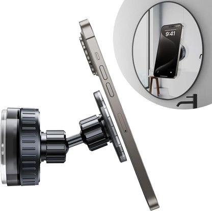 "Waterproof Magnetic Shower Phone Holder – 360° Suction Mount for Bathroom & Mirror Viewing"