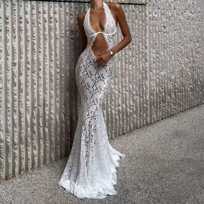 Isla White Bikini with Sheer Lace Skirt – Resort Vacation Wear