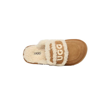 UGG Erin Platform Scuffs – Women’s Chestnut Suede Wool-Lined Slip-On Slippers