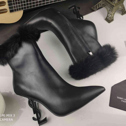 YSL Étoile Noir Black Leather Designer Heels for Women – Elegant Luxury Shoes by Yves Saint Laurent
