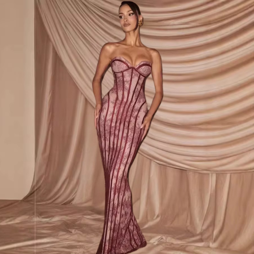 burgundy maxi dress for women
elegant wine color dress
luxury evening gown burgundy
long formal dress outfit