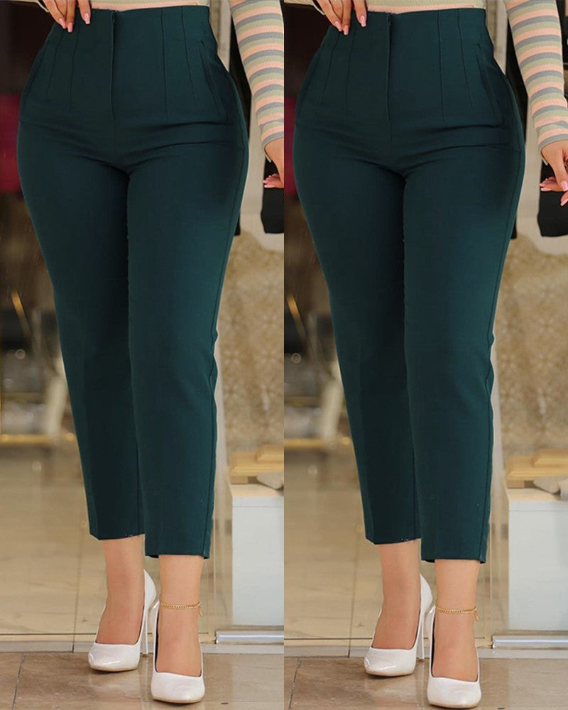 "Trendy Women's Slim-Fit Cropped Pants – Chic & Comfy Korean Casual Style!"