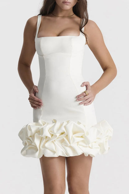 Confident look in ruched square neck mini dress GlamCurve Dress