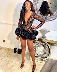Chic party outfit for women – stylish black mini dress for night out Elegant Sheer Panel