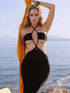 Elevate Your Summer Style with Our Backless Halter Neck Cover-Up Dress