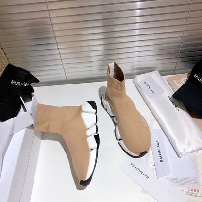 Light brown Balenciaga-inspired knit speed sneakers – ODI-ONE FASHION
