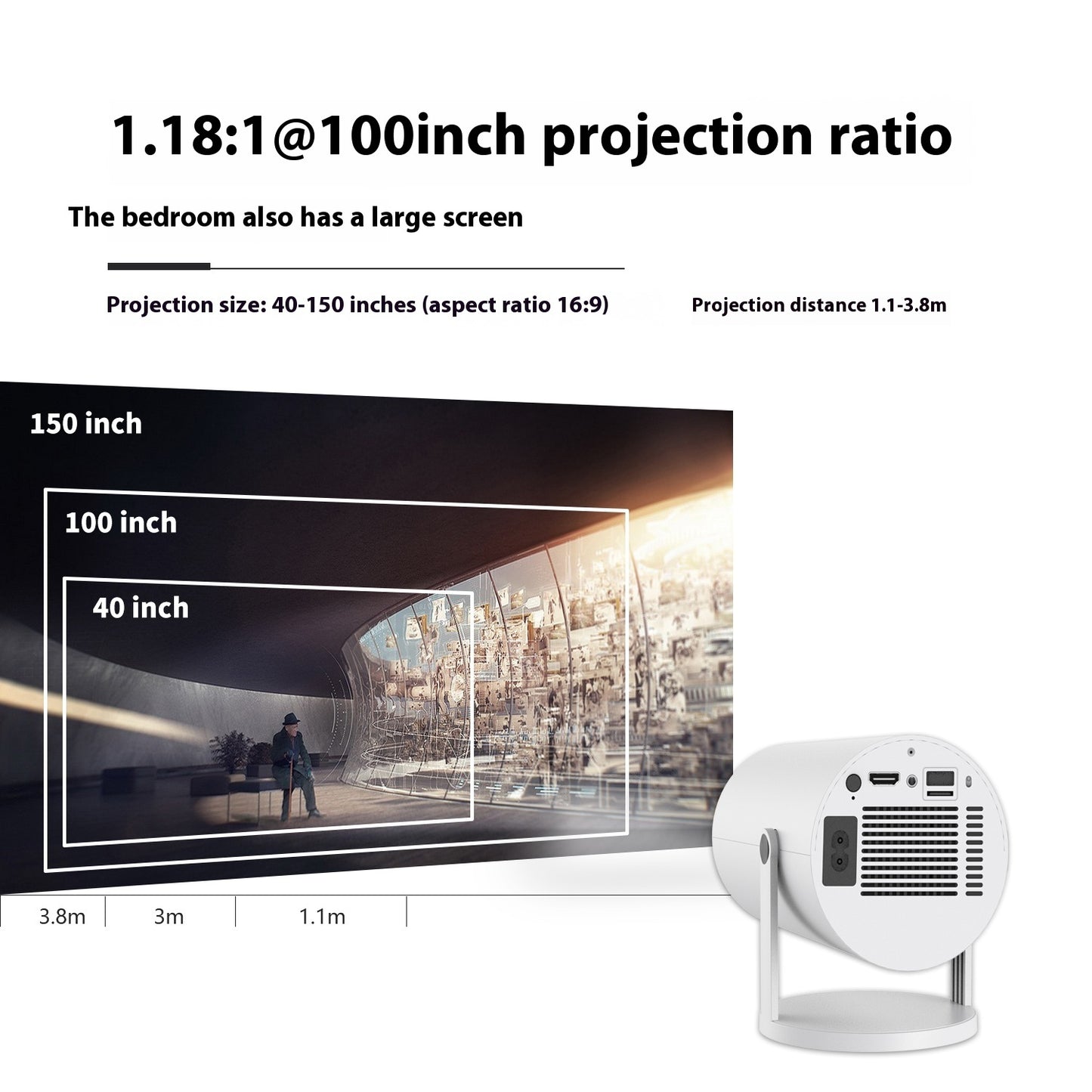 QuickView Portable Projector – 180° Auto Focus Home Entertainment Projector