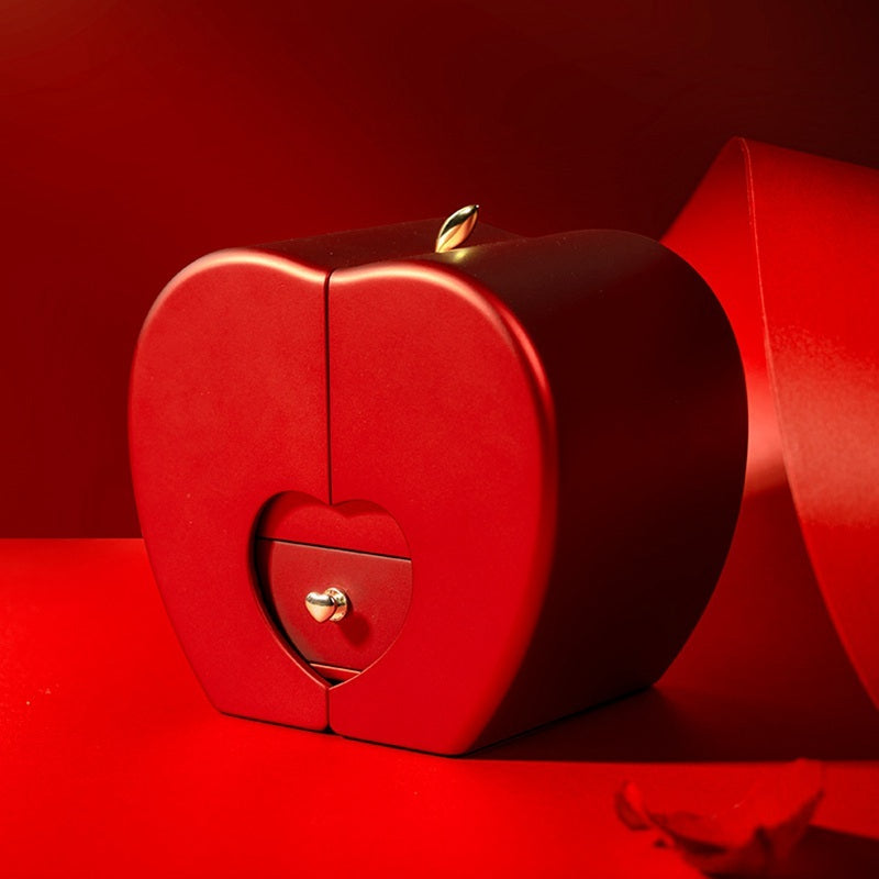 Fashion Jewelry Box Red Apple Christmas Gift Necklace Eternal Rose.