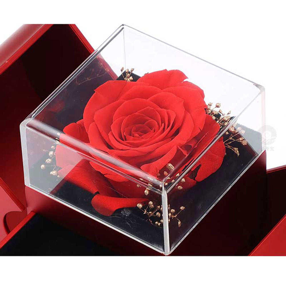 Fashion Jewelry Box Red Apple Christmas Gift Necklace Eternal Rose.