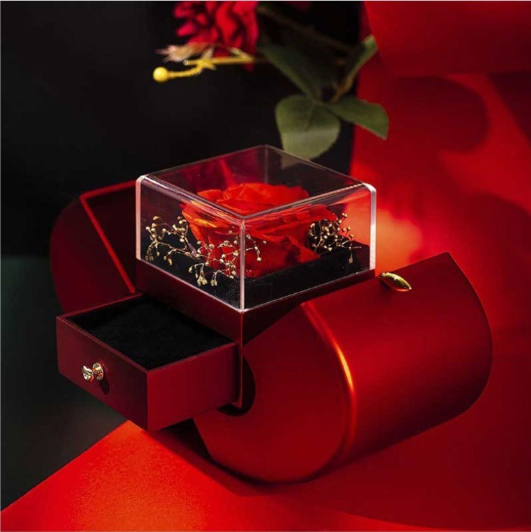 Fashion Jewelry Box Red Apple Christmas Gift Necklace Eternal Rose.