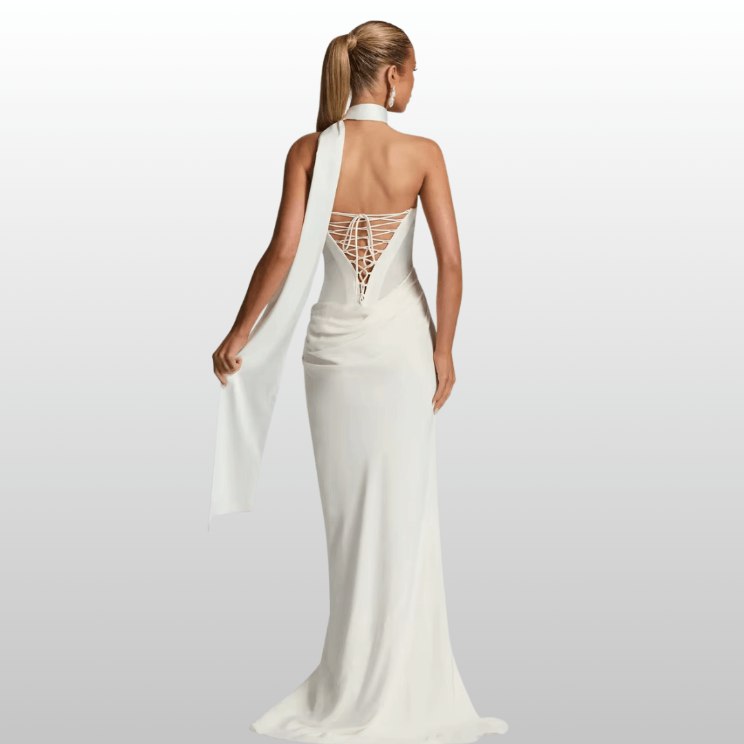 Seraphina White Maxi Dress Elegant Strapless Backless Gown