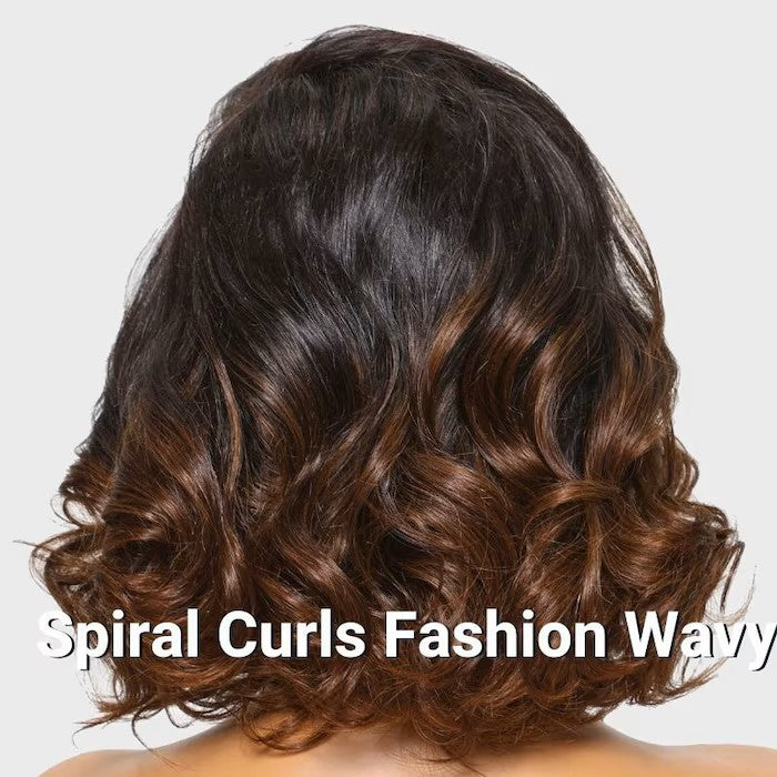 "13x4 Pre-Everything Lace Front Wig – Spiral Curls, Ombre Black to Chestnut Brown, Put On and Go Human Hair"