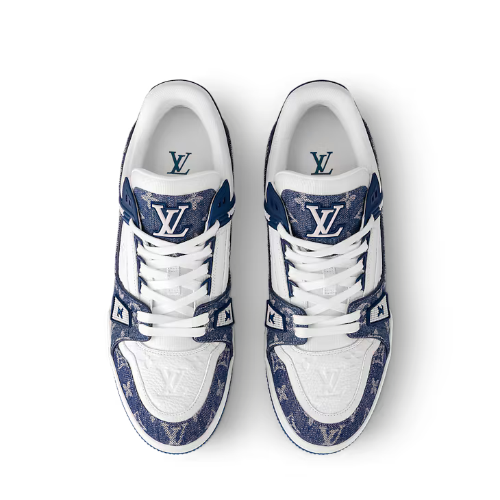 Louis Vuitton LV Trainer Low Sneakers Blue Leather – Side View
Louis Vuitton LV Trainer Luxury Sneakers – Top View
Louis Vuitton LV Trainer Blue Leather Men’s Shoes EU 42
