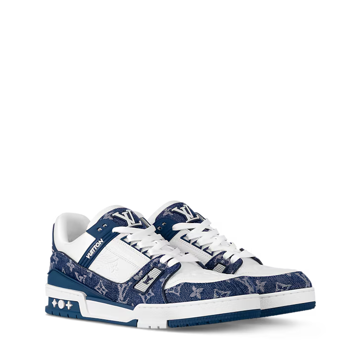 Louis Vuitton LV Trainer Low Sneakers Blue Leather – Side View
Louis Vuitton LV Trainer Luxury Sneakers – Top View
Louis Vuitton LV Trainer Blue Leather Men’s Shoes EU 42
