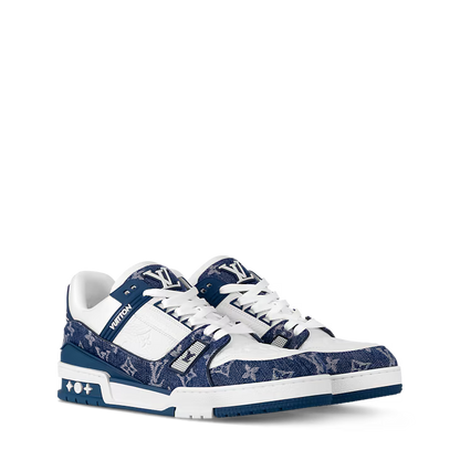 Louis Vuitton LV Trainer Low Sneakers Blue Leather – Side View
Louis Vuitton LV Trainer Luxury Sneakers – Top View
Louis Vuitton LV Trainer Blue Leather Men’s Shoes EU 42
