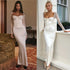 Isabella White Satin Corset Maxi Dress – Elegant women&