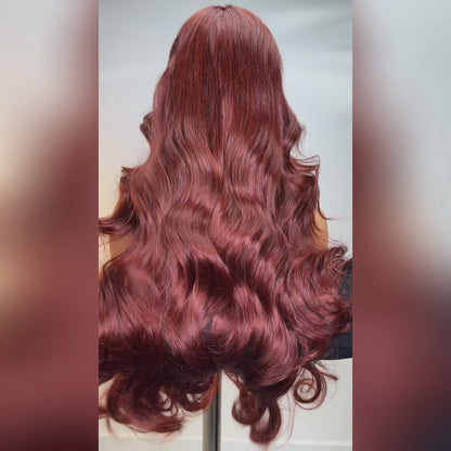 "7x5 Reddish Brown Body Wave Glueless Wig – Pre-Bleached Knots, Easy Wear & Go!"