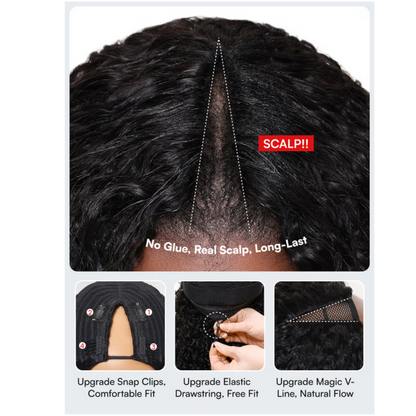 Bella Ombre Jerry Curly V Part Wig – Chestnut Brown Glueless Human Hair | ODI-ONE FASHION
