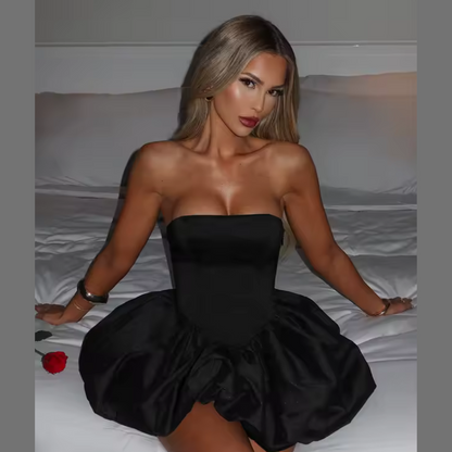 Stella Mini Dress – Sexy Sleeveless Lace-Up Puffed Mini Dress for Women
