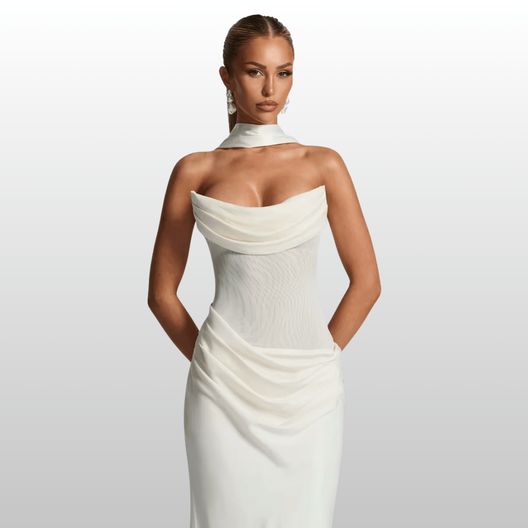 Seraphina White Maxi Dress Elegant Strapless Backless Gown
